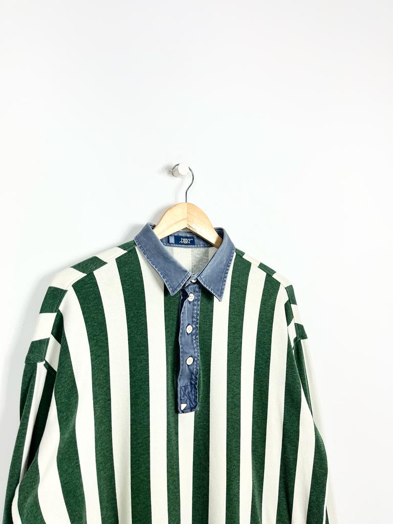 UNBRANDED VINTAGE STRIPED RUGBY POLO SHIRT (XL LONG FIT)