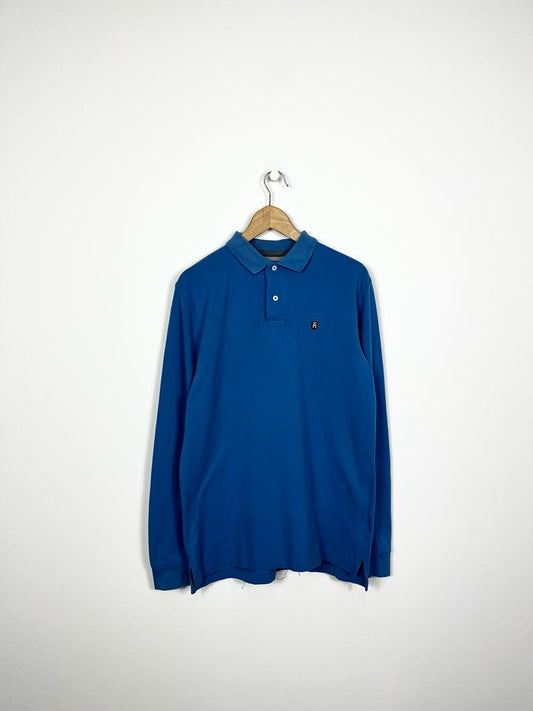 TOMMY HILFIGER VINTAGE TH LOGO LONG SLEEVED POLO SHIRT (M)